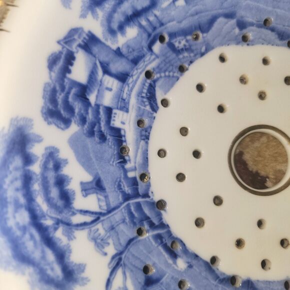 Spode Copelands China Blue Tower w Gold Scalloped edge Round Mezzanine Strainer - Picture 13 of 15